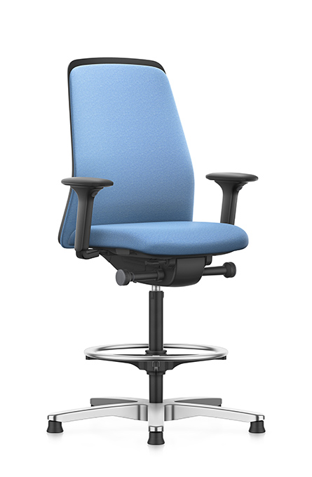 EV911 - Counter stol mellemhøj,
Chillback, Fodring 
Ø 470 mm på glider
(armlæn tilvalg)
Synkron mekanisme