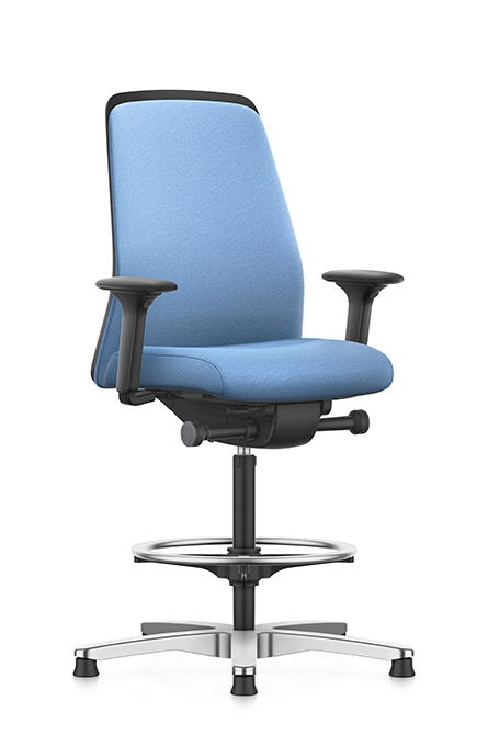EV916 - Counter stol mellemhøj,
Chillback, Fodring Ø470mm 
på glider, komfortsæde 
(armlæn tilvalg)
Synkron mekanisme